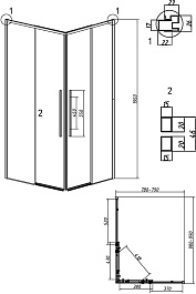 Grossman  Душевой уголок Galaxy 100x80x195 профиль черный матовый стекло прозрачное – фотография-11